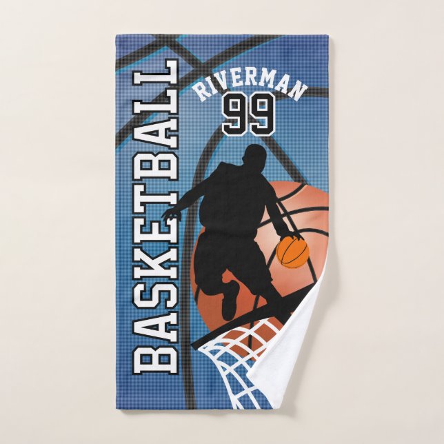 Sport 🏀 Joueur de basket-ball - Bleu (Serviette à main)