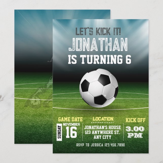 Sport Kinder Fußball Geburtstag Einladung (Vorne/Hinten)