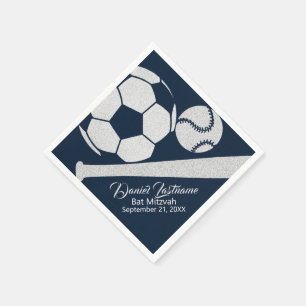 Sport-kombiniertes Baseball-Fußball Mitzvah Silbe Serviette