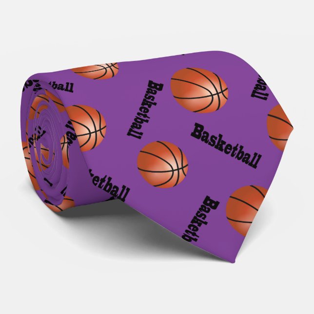 Sport - Lila Hintergrund 2 | Basketball Krawatte (Gerollt)