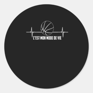 Sport Lover Herzschlag und Basketball Runder Aufkleber
