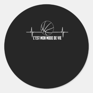 Sport Lover | Herzschlag und Basketball Runder Aufkleber