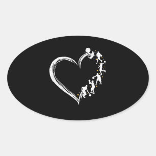 Sport Lover Spieler Basketball Liebe Herz Ovaler Aufkleber