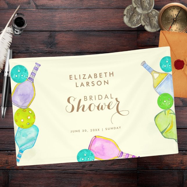 Sport Lover Wasserfarbe Pickleball Themed Bridal Banner (Von Creator hochgeladen)