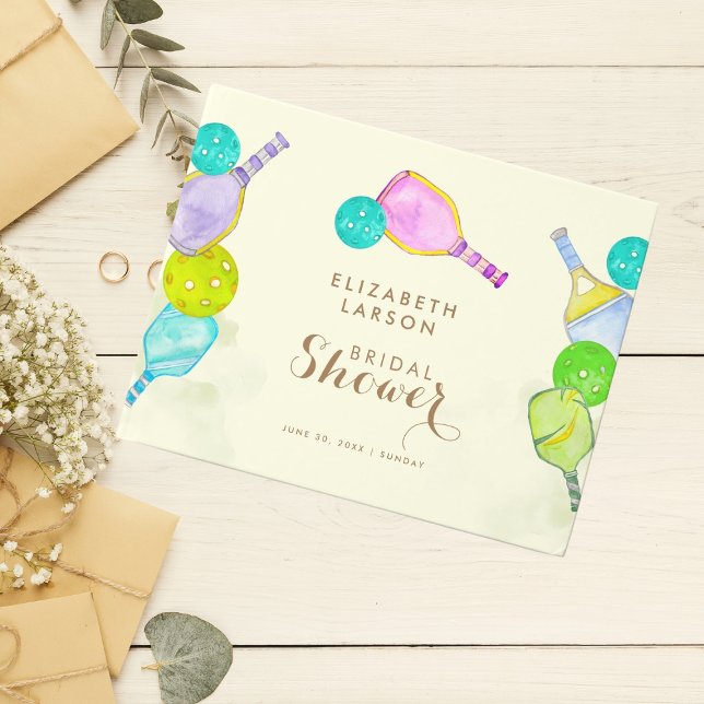 Sport Lover Wasserfarbe Pickleball Themed Bridal Gästebuch (Von Creator hochgeladen)