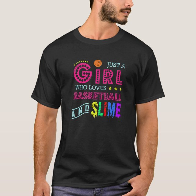 Sport nur ein Mädchen, das Basketball und Slide Li T-Shirt (Vorderseite)