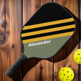 Sport Olive Nightlight Streifen mit Namen Pickleball Schläger