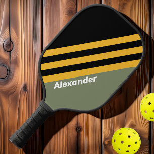 Sport Olive Nightlight Streifen mit Namen Pickleball Schläger