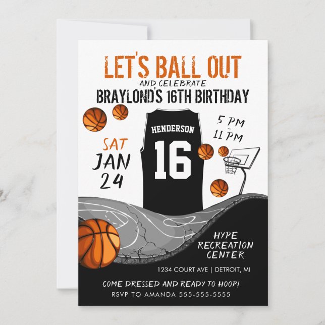 Sport Outdoor Basketball Geburtstag Einladung (Vorderseite)