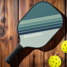Sport Ozean Green Nostalgie Streifen mit Namen Pickleball Schläger