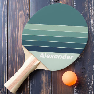 Sport Ozean Grün Nostalgisch Gestreift mit Namen Tischtennis Schläger