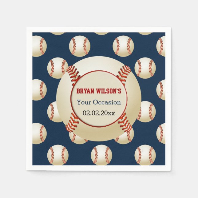 Sport Party Baseball Thema Personalisierte Serviet Serviette (Vorderseite)