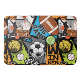 Sport Pattern With Balls Badematte