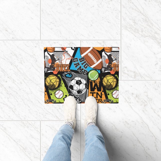 Sport Pattern With Balls Fußmatte (Indoor)