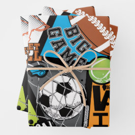 Sport Pattern With Balls Geschenkpapier Set