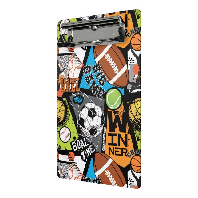 Sport Pattern With Balls Mini Klemmbrett (Gewinkelt2)