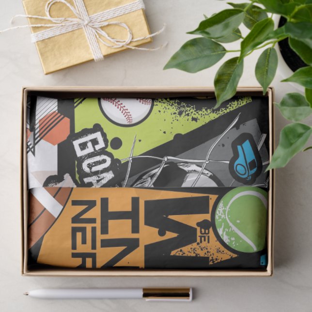 Sport Pattern With Balls Seidenpapier (Geschenk)