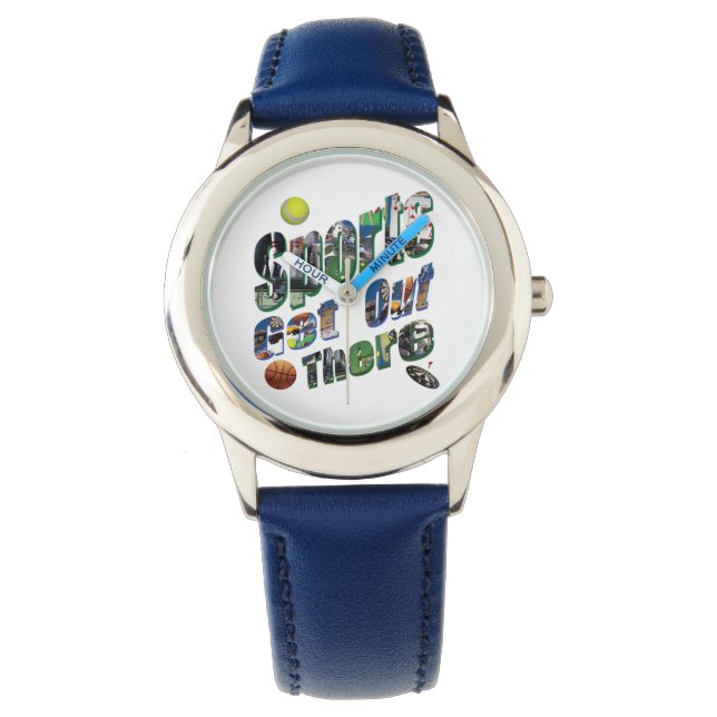 Sport raus dort Bild Logo, Kinderleder Armbanduhr (Vorderseite)