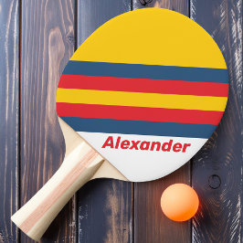 Sport Retro Berge Streifen mit Namen Tischtennis Schläger