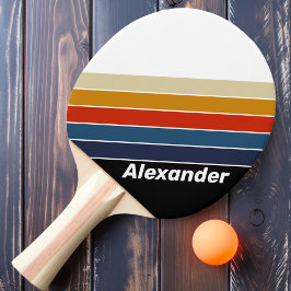 Sport Retro Eis Regenbogen Streifen mit Namen Tischtennis Schläger