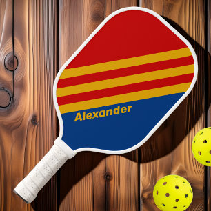 Sport Retro Herzlich Streifen mit Namen Pickleball Schläger