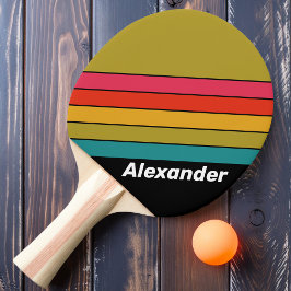 Sport Retro Mitternacht Regenbogen Streifen mit Na Tischtennis Schläger