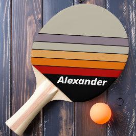 Sport Retro Vibe Regenbogen Streifen mit Namen Tischtennis Schläger