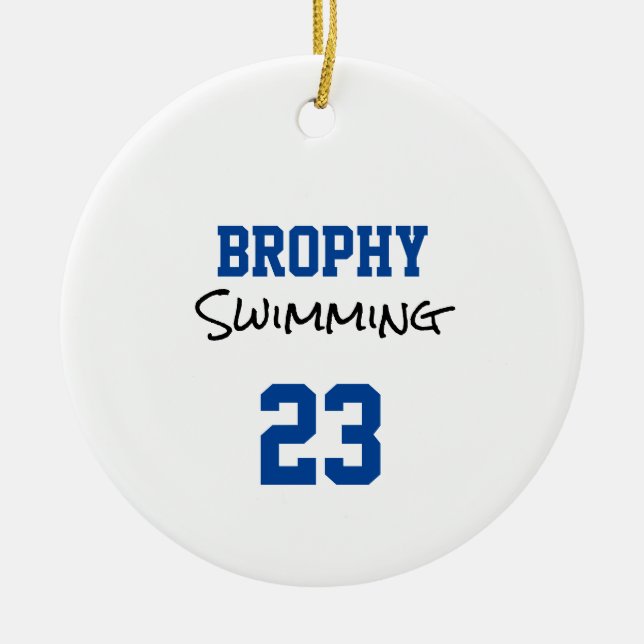 Sport School NAME Swimming Player JAHR Team Keramik Ornament (Vorne)