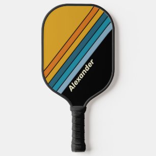 Sport Schwarz Regenbogen gestreift mit Namen Pickleball Schläger