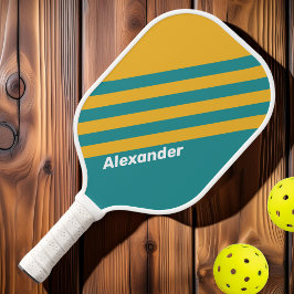 Sport Seashell Sonnenaufgang Streifen mit Namen Pickleball Schläger