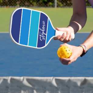 Sport Signature Blau Gestreift Pickleball Schläger