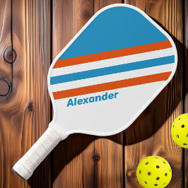 Sport Sommerzeit Nostalgische Streifen mit Namen Pickleball Schläger