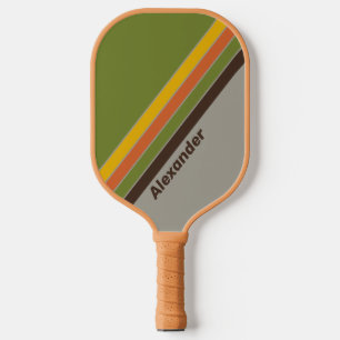 Sport Sonnenuntergang Klee Gestreift mit Name Pickleball Schläger