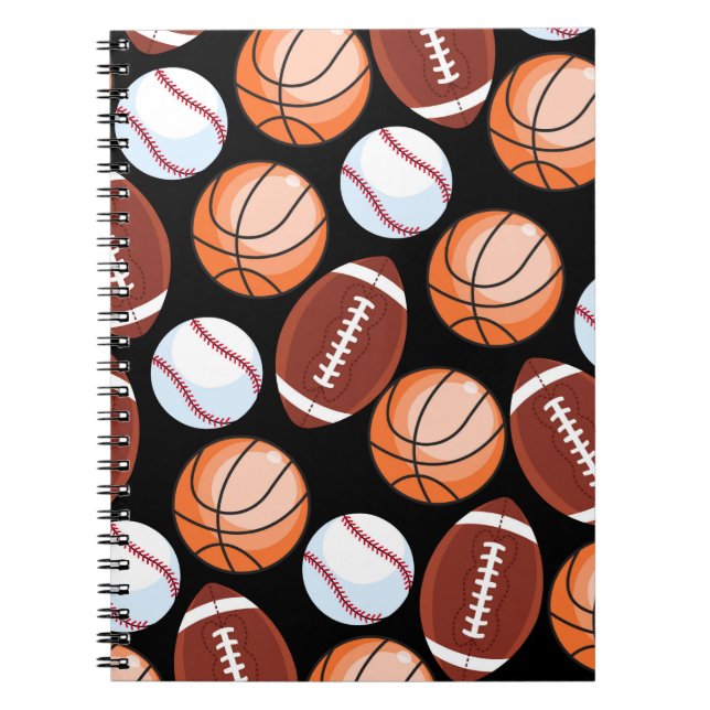 SPORT-SPASS Baseball-Fußball-Basketball-Muster Notizblock (Vorderseite)