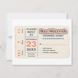 Sport-Stern-Bar Mitzvah UAWG Antwort-Karten-Blau RSVP Karte