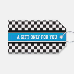 SPORT-STREIFEN - cyan-blaues Schwarz-weißes + Ihr Geschenkanhänger