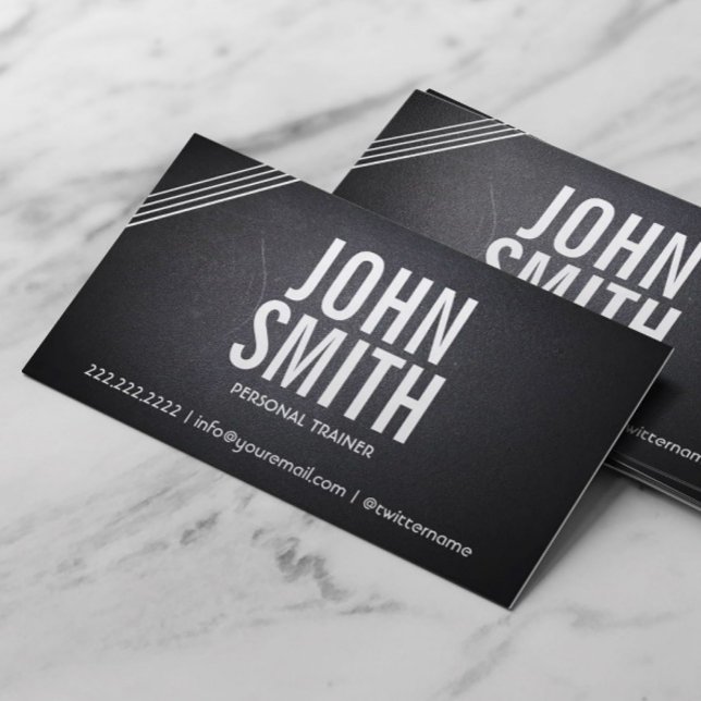 Sport Stripes Personal Trainer Dark Business Card Visitenkarte (Von Creator hochgeladen)