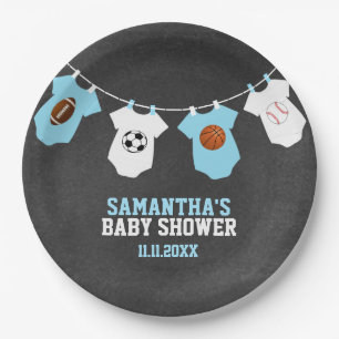 Sport-Thema-Tafel-blauer Jungen-Babyparty Pappteller