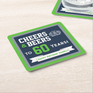 Sport-Themen-Biere und Prost zum Geburtstag Rechteckiger Pappuntersetzer