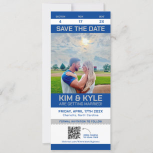 Sport Ticket Save the Date großer Flachkarte QR Co