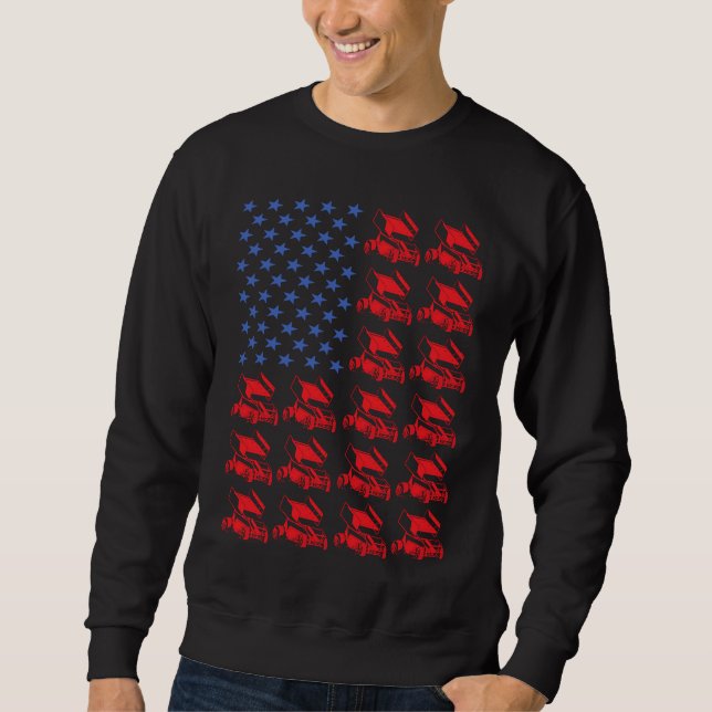 Sport-Us-Flaggen-Sprint-Auto-Racing 5 Sweatshirt (Vorderseite)