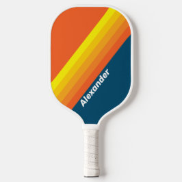Sport Vintage Sea Sun Stripes with Name Pickleball Schläger