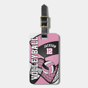 Sport Volleyball 🏐 - Light Pink, Black & White Gepäckanhänger