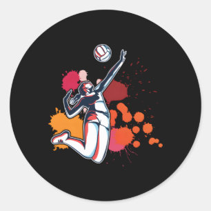 Sport Volleyball-Spieler Runder Aufkleber