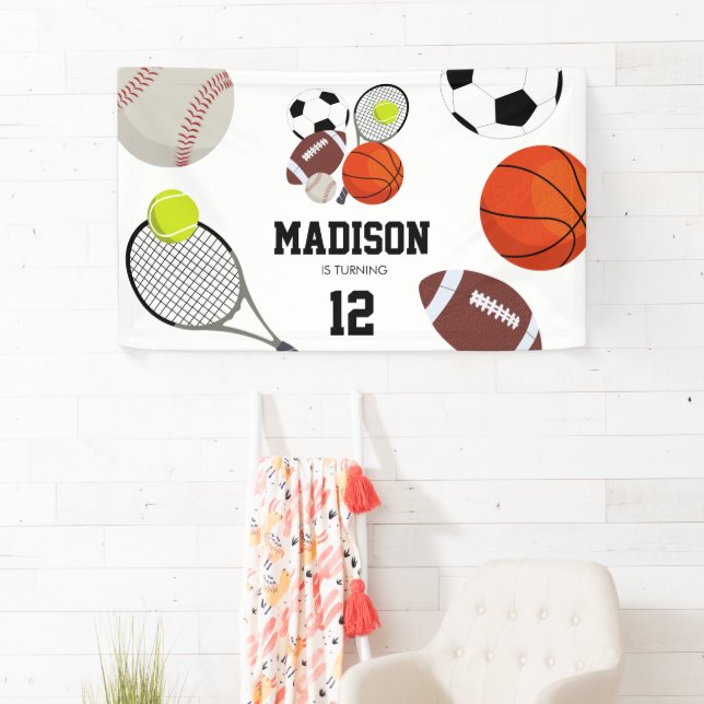 Sportathletische Balls Geburtstagsparty Banner (Insitu)