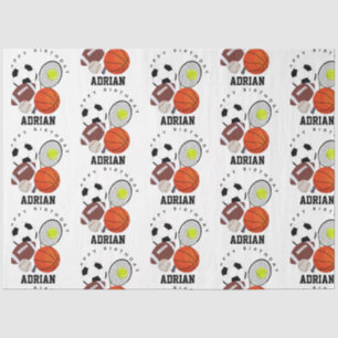 Sportathletische Balls Personalisiert Name Geburts Seidenpapier