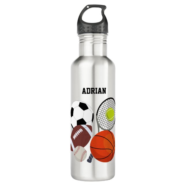 Sportathletische Balls Personalisiert Name School Edelstahlflasche (Vorderseite)
