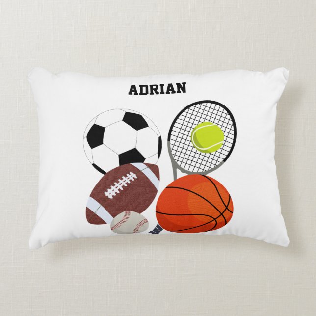 Sportathletische Balls - Personalisierter Name Dekokissen (Vorderseite)