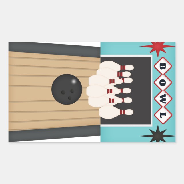 Sportaufkleber für Fun Bowling Lane Rechteckiger Aufkleber (Vorderseite)