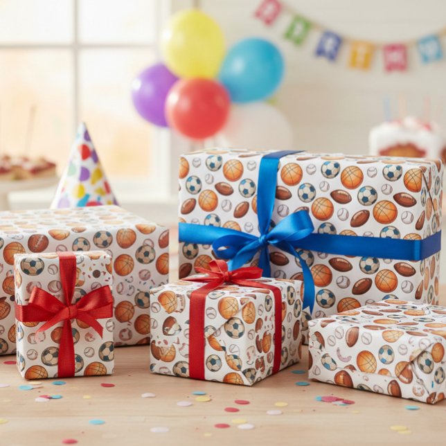 Sportball - Basketball, Fußball, ein Geschenkpapier (Von Creator hochgeladen)